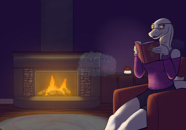 Lizz Reading at the Fireplace